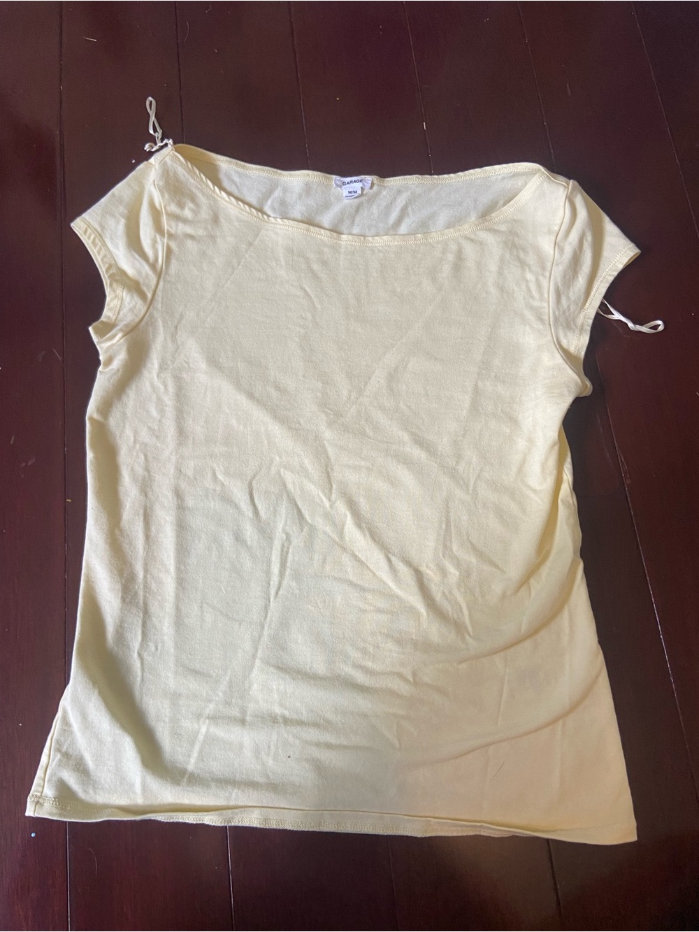 Garage Light Yellow Short Sleeve boatneck Top